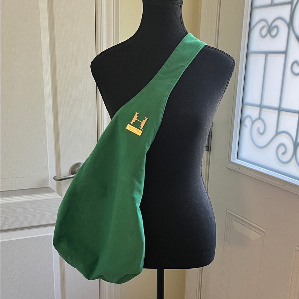 Halston Heritage Green Suede Sling Hobo Bohemian XL Shoulder Tote
